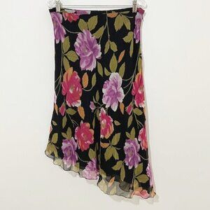 Spenser Jeremy Floral Silk Asymmetric Midi Skirt